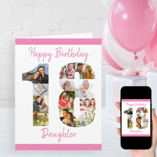 Dotter nummer 18 Photo Collage Big 18th Birthday Kort