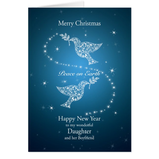 Dotter och henne pojkvän, duvajul hälsningskort (Framsidan)