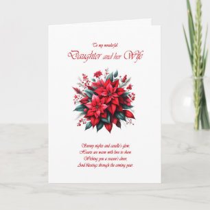 Dotter och hennes fru Juli Poinsettias Helgkort