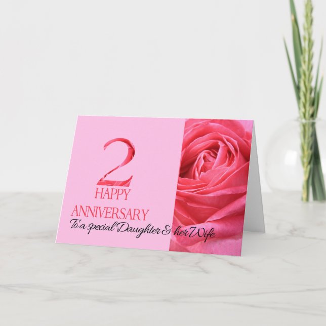 Dotter och maka, årskort Rosa ros Kort (Framsida)