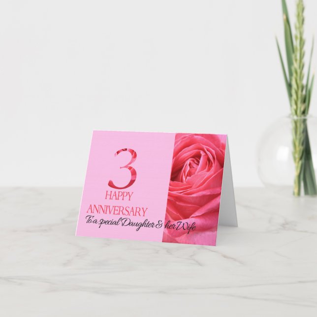 Dotter och maka, årskort Rosa ros Kort (Framsida)