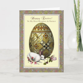 Dotter och partnerpåskägg och kanin helgkort