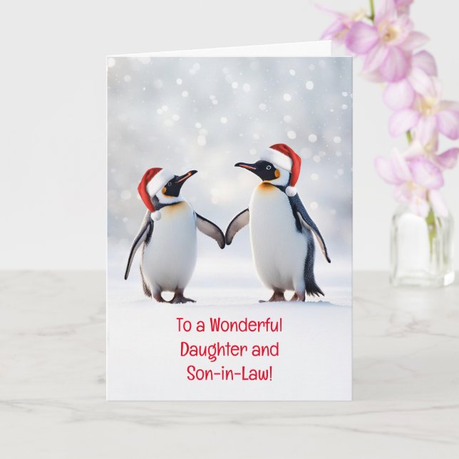 Dotter och son i juridik Cute Penguins i Snö Kort (Orkide)
