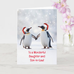 Dotter och son i juridik Cute Penguins i Snö Kort