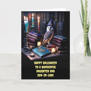 Dotter och son i Law Cute Happy halloween Uggla Kort