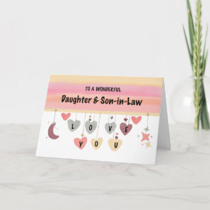 Dotter och son i Law Valentine Kärlek Hearts Måne Kort