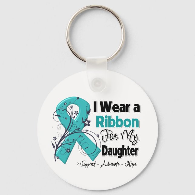 Dotter - Ovarian Cancer Ribbon Nyckelring (Framsida)