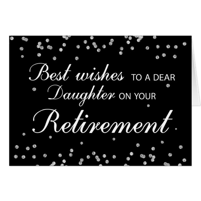 Dotter, Pension Grattis Black+Silver Hälsningskort (Framsidan Horizontal)