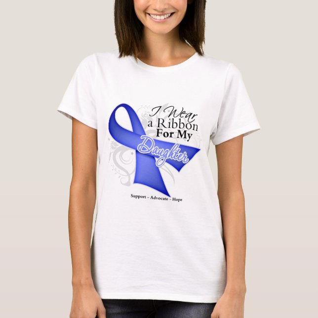 Dotter Periwinkle Ribbon - Stomach Cancer T-shirt (Framsida)