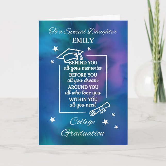 Dotter Personalize College Graduation Quote Kort (Framsida)