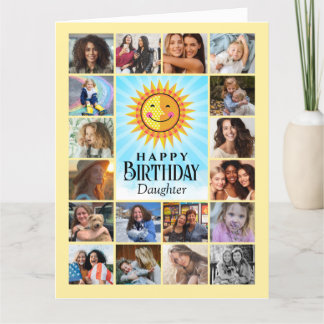 Dotter Photo Collage Birthday Card Tack Kort