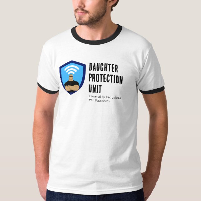 Dotter Skyddsenhet Pappa Rolig Design T Shirt (Framsida)
