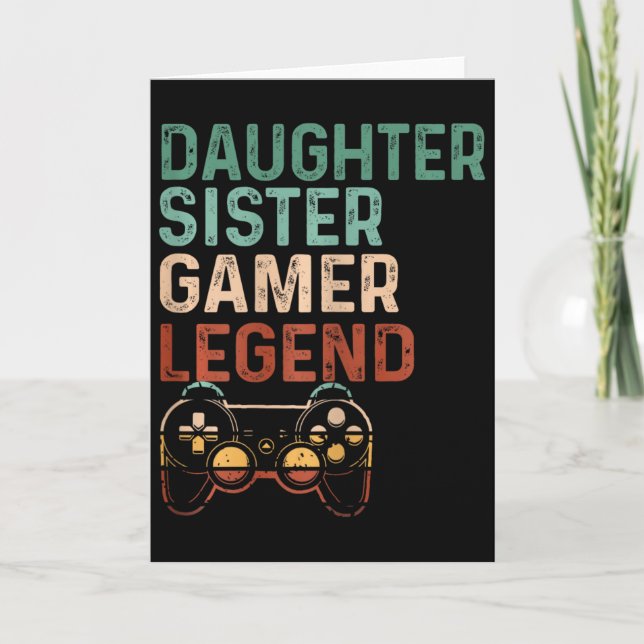 Dotter Syster Spelare Legend Söt Videospel Älskare Kort (Framsida)