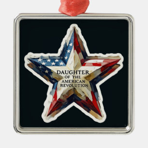 Dotter till den amerikanska revolutionen DAR-stjär Julgransprydnad Metall