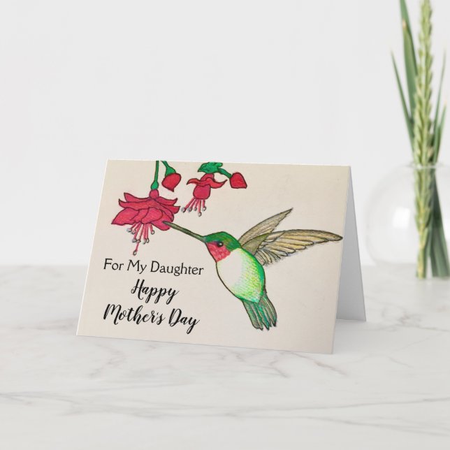 Dotter till Mors dag Hummingbird Art Card Kort (Framsida)
