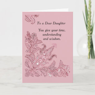 Dotter till Mors dag Rosa Paisley Kort