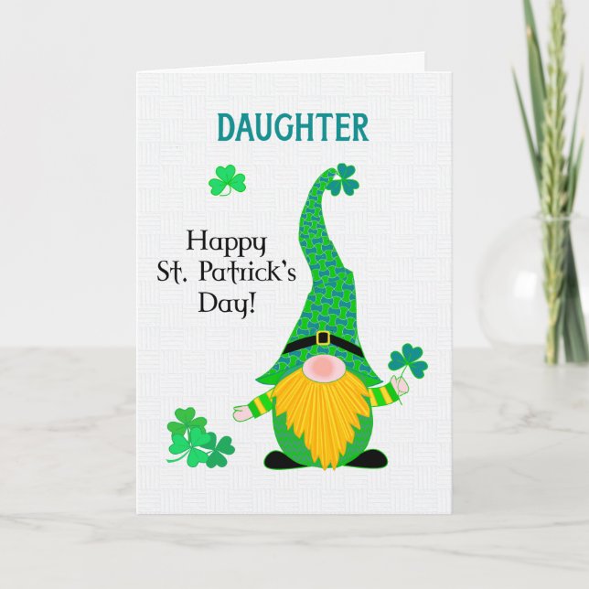Dotter till Patrick Roligt Leprechaun Gnome Card Kort (Framsida)
