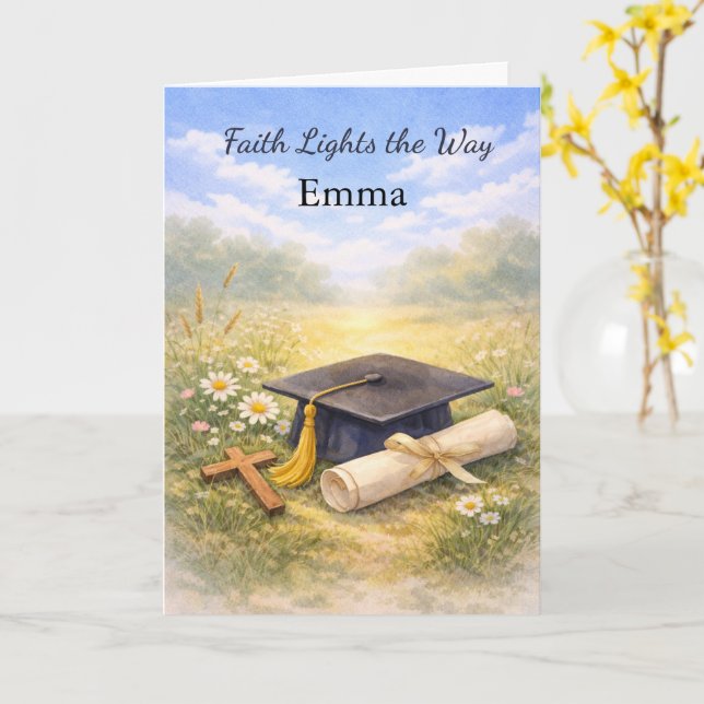 Dotter Utexamen Tro Leder Vägen Inspirera Kort (Gul blomma)