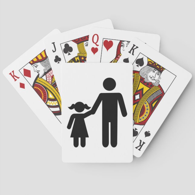 Dotterflicka i far pappa spel kort (Baksidan)