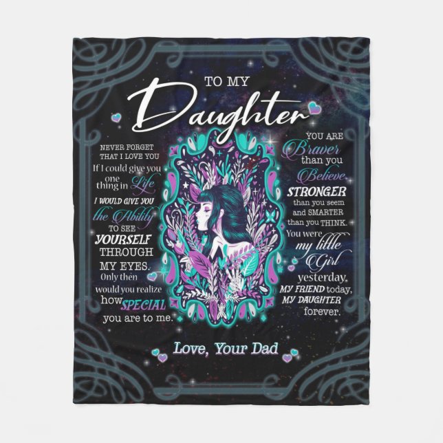 Dottergåvor| Brev till min dotter från Pappa Fleecefilt (Framsidan)