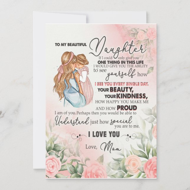 Dotterpresent | Brev till min dotter från mamma Inbjudningar (Framsida)