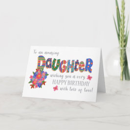 Dotters födelsedag Ljusa mönster och blommor Helgkort