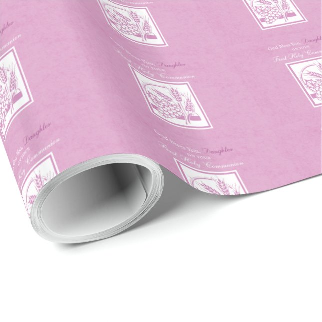 Dotters första kommunion, rosa presentpapper (Rullad Hörn)