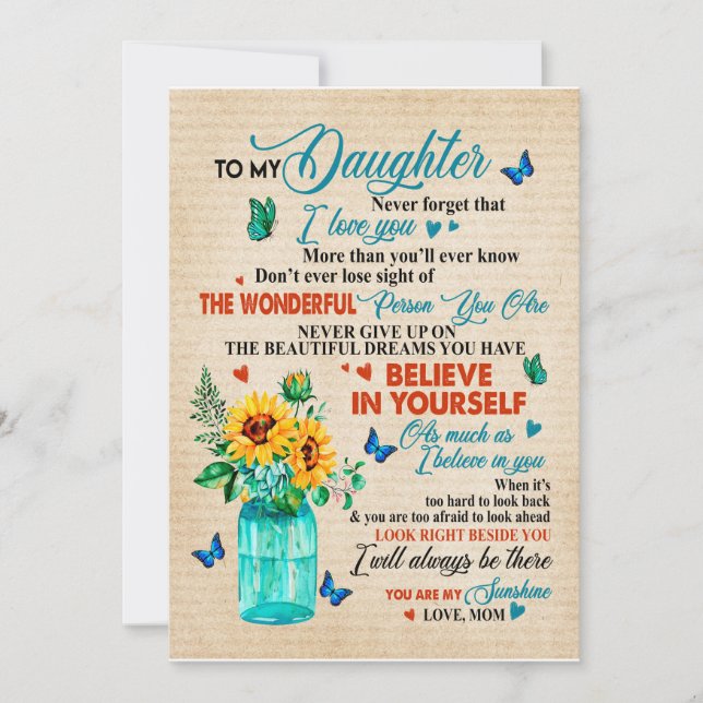 Dotters presenter | Brev till min dotter från mamm Inbjudningar (Framsida)