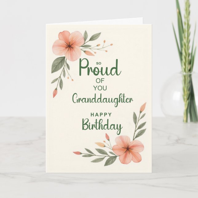 Dottersdotter Födelsedag Stolt Över Dig Blommig Kort (Framsida)