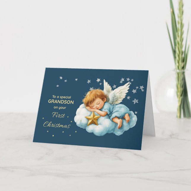 Dottersons Första Jul Sovande Ängel på Moln Kort (Framsida)