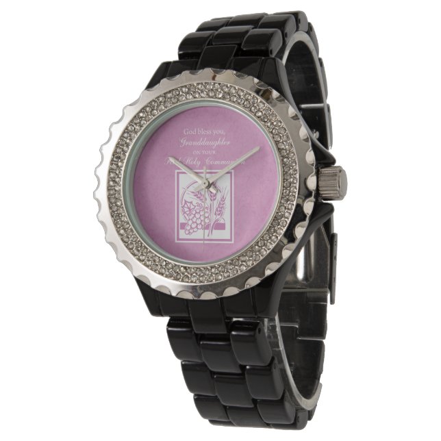 Dottersons första kommunion, rosa armbandsur (Vinklad)