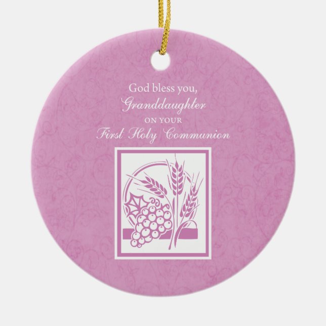 Dottersons första kommunion, rosa julgransprydnad keramik (Framsidan)