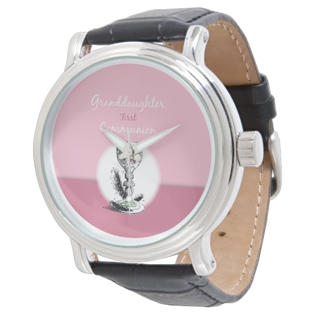 Dottersons första kommunion Rosa, kalk Armbandsur (Vinklad)