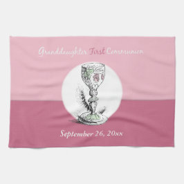 Dottersons första kommunion Rosa, kalk Kökshandduk