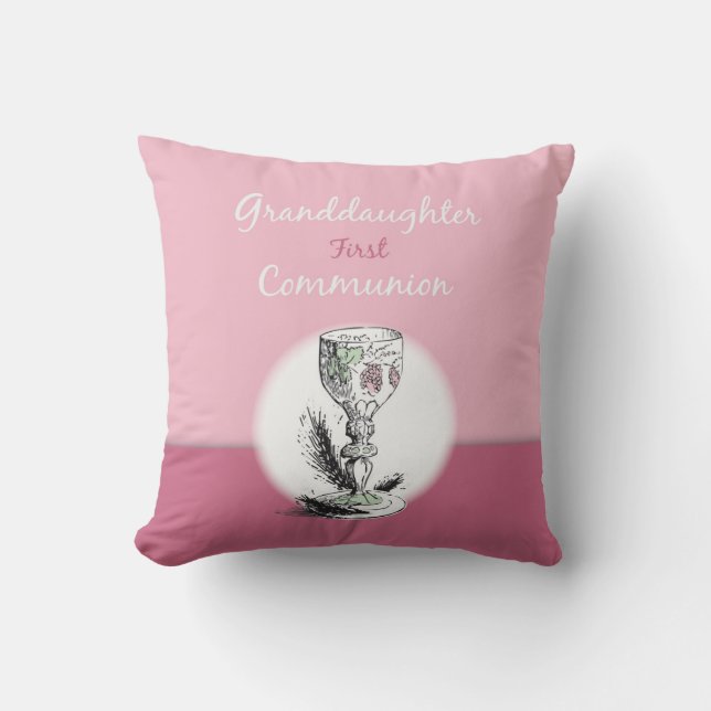 Dottersons första kommunion Rosa, kalk Kudde (Framsida)