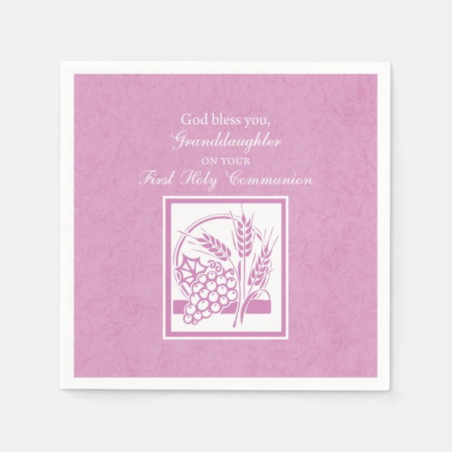 Dottersons första kommunion, rosa pappersservett (Framsidan)