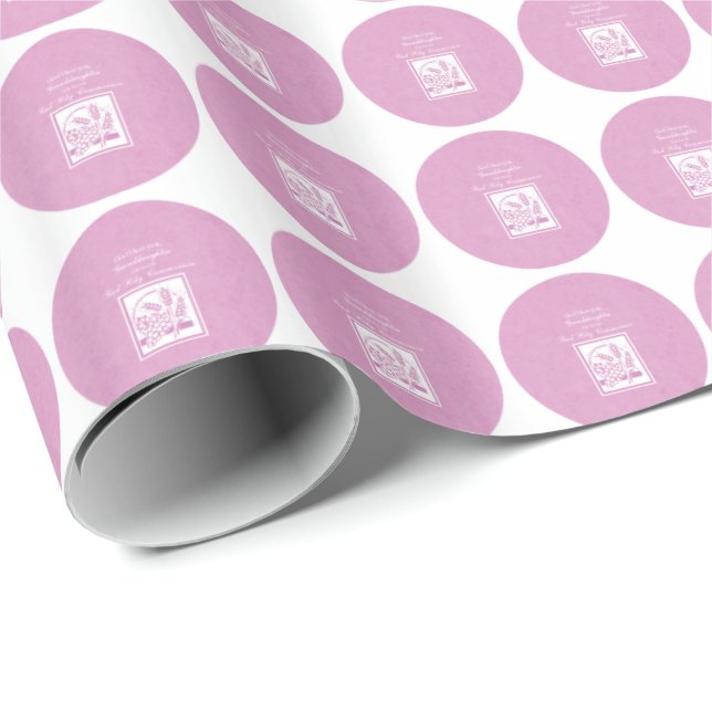 Dottersons första kommunion, rosa presentpapper (Rullad Hörn)