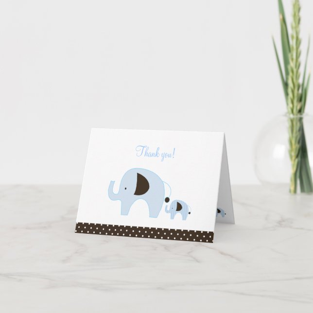 Dottie Blue Elephant Folded Tackkort (Framsida)