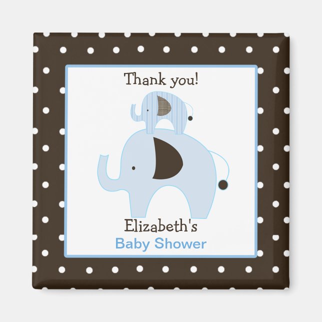 Dottie Elephant (Blue) Square Favor Magnet (Framsidan)