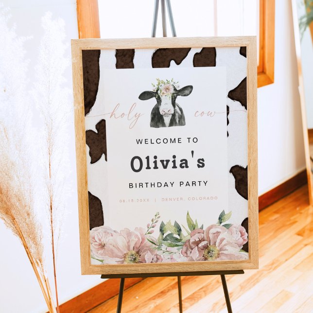 DOTTIE Heliga Cow Cute Blommigt Farm Birthday Välk Poster (Skapare uppladdad)
