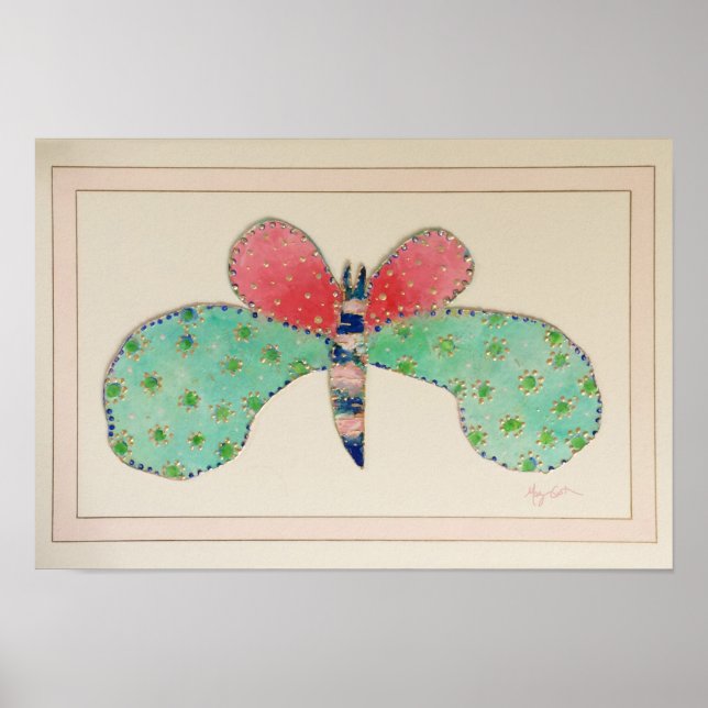 Dotto Butterfly med Fransk Mat-utskrift Poster (Framsidan)