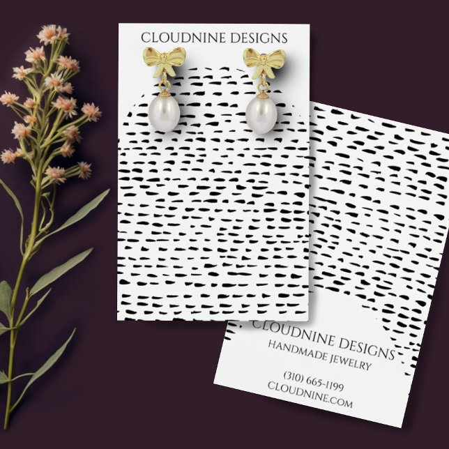 Dotty Arch Earring Necklace Jewelry Visning Card Visitkort (Earrings display card with inky dots and arch shapes. Customize with your contact info)