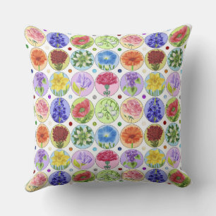 Dotty Birth Flower och Gem Dekorativ kudde