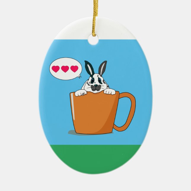 Dotty Bunny säger "Hi" jul Ceramic Ornament (Framsidan)