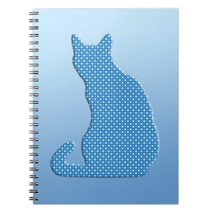 Dotty Cat - blå nyanser Anteckningsbok Med Spiral