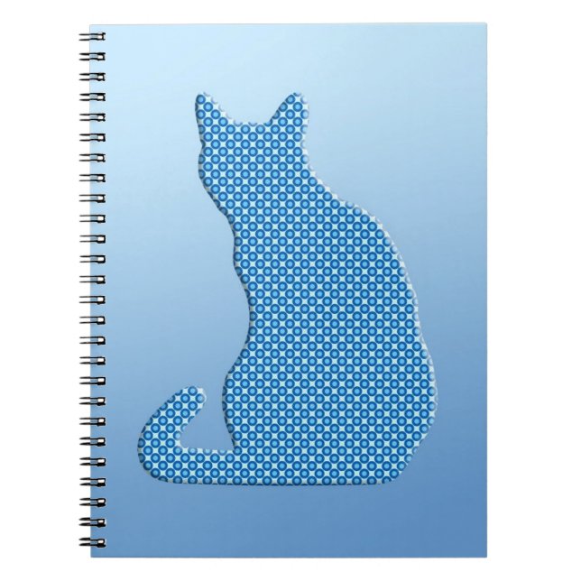 Dotty Cat - blå nyanser Anteckningsbok Med Spiral (Framsidan)