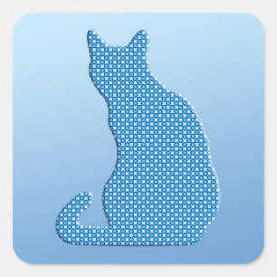 Dotty Cat - blå nyanser Fyrkantigt Klistermärke