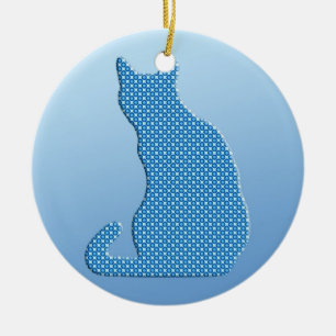 Dotty Cat - blå nyanser Julgransprydnad Keramik