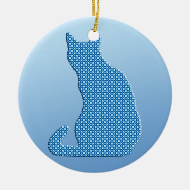 Dotty Cat - blå nyanser Julgransprydnad Keramik (Framsidan)