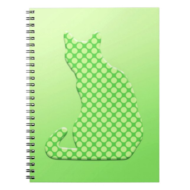 Dotty Cat - blad av kalkgrönt Anteckningsbok Med Spiral (Framsidan)